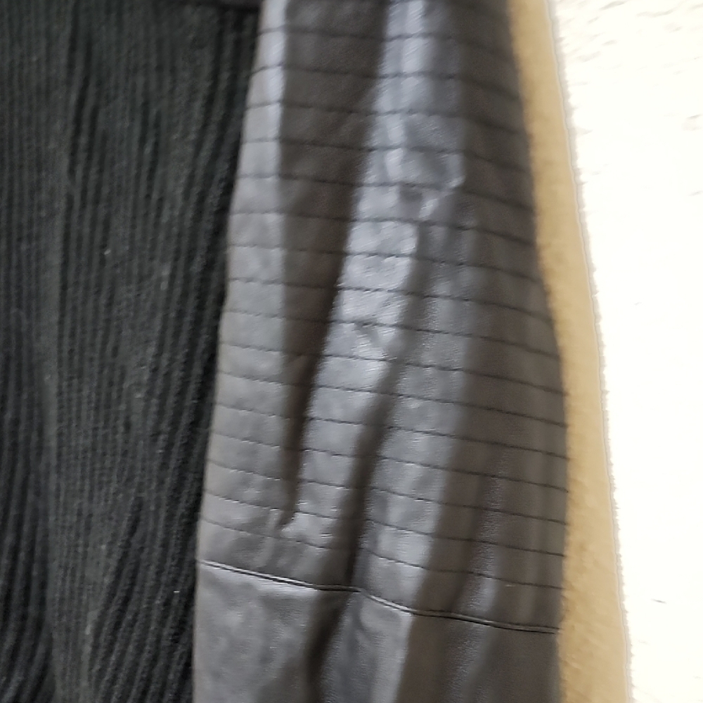 Black Women's Sweater with Leather Accents - Picture 9 of 10